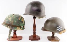 US ARMY HELMET LOT OF 3 WWII VIETNAM