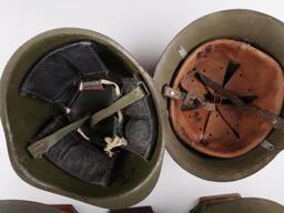 LOT OF 6 WWII TO POST WAR MILITARY COMBAT HELMETS