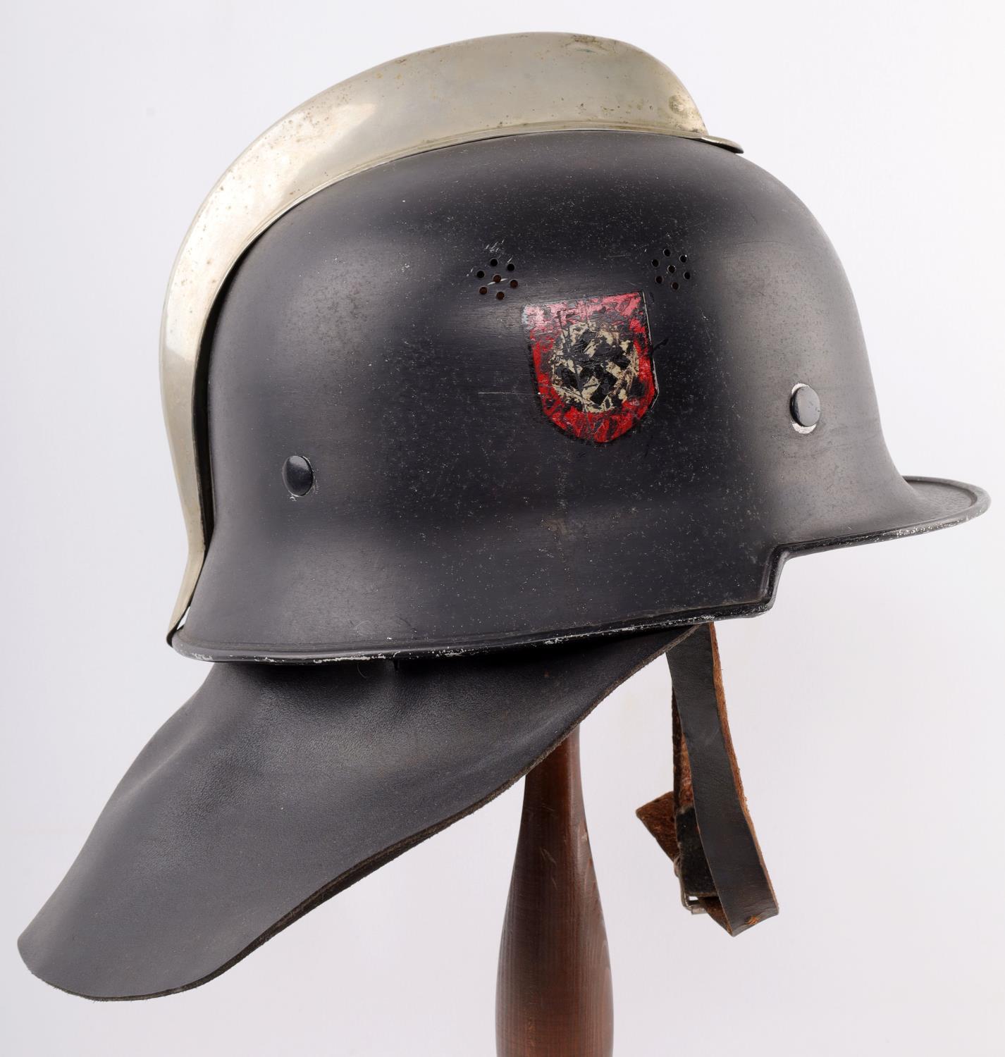 WWII GERMAN POLICE FIRE HELMET DOUBLE DECAL