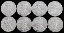 LOT OF 8 1 OZ AMERICAN SILVER EAGLE $1 COINS