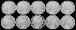 BUFFALO 1 OZ SILVER BULLION ROUNDS LOT OF 10