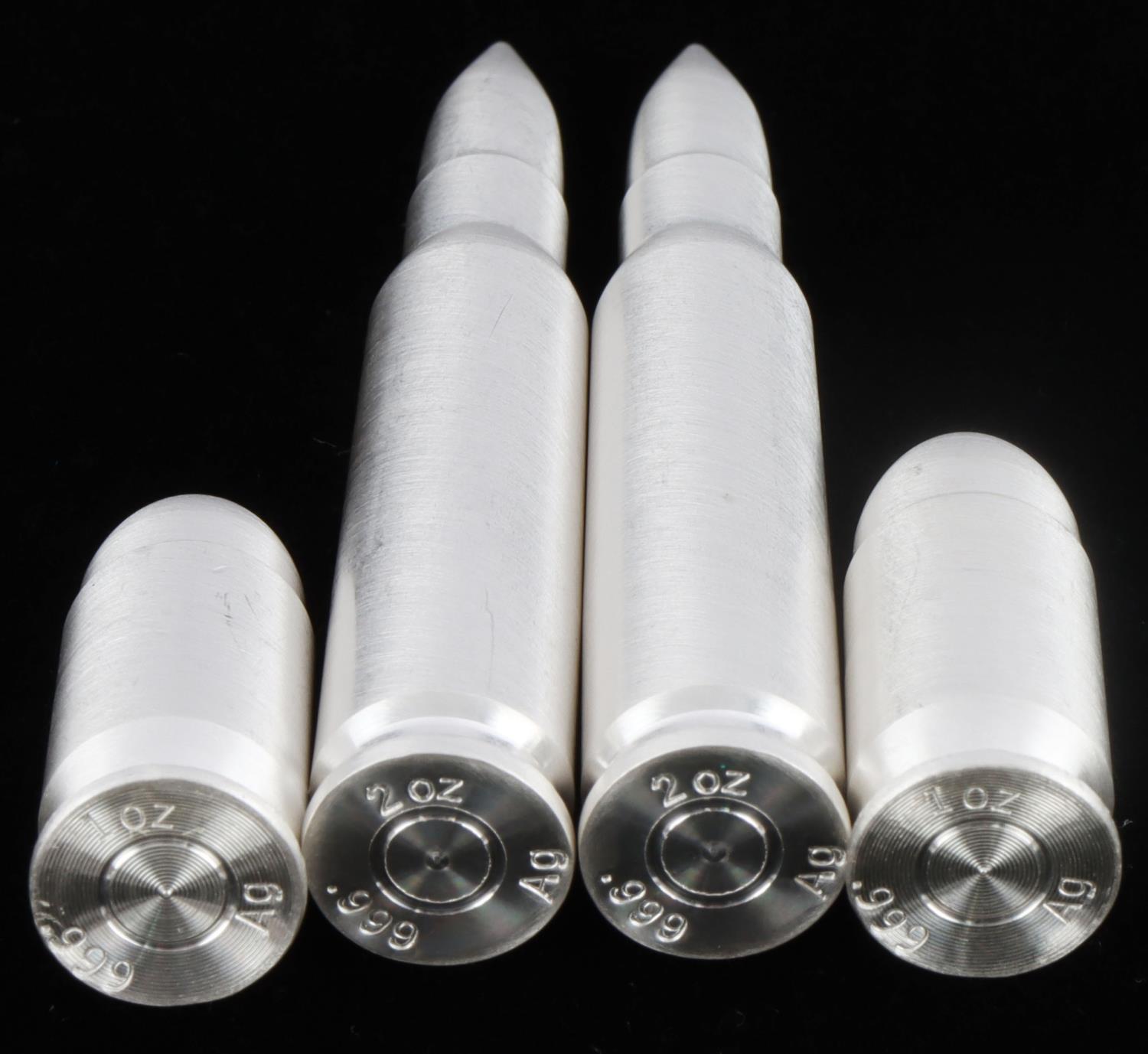 6 OZ SILVER BULLET BULLION .45 CAL AND .308 CAL