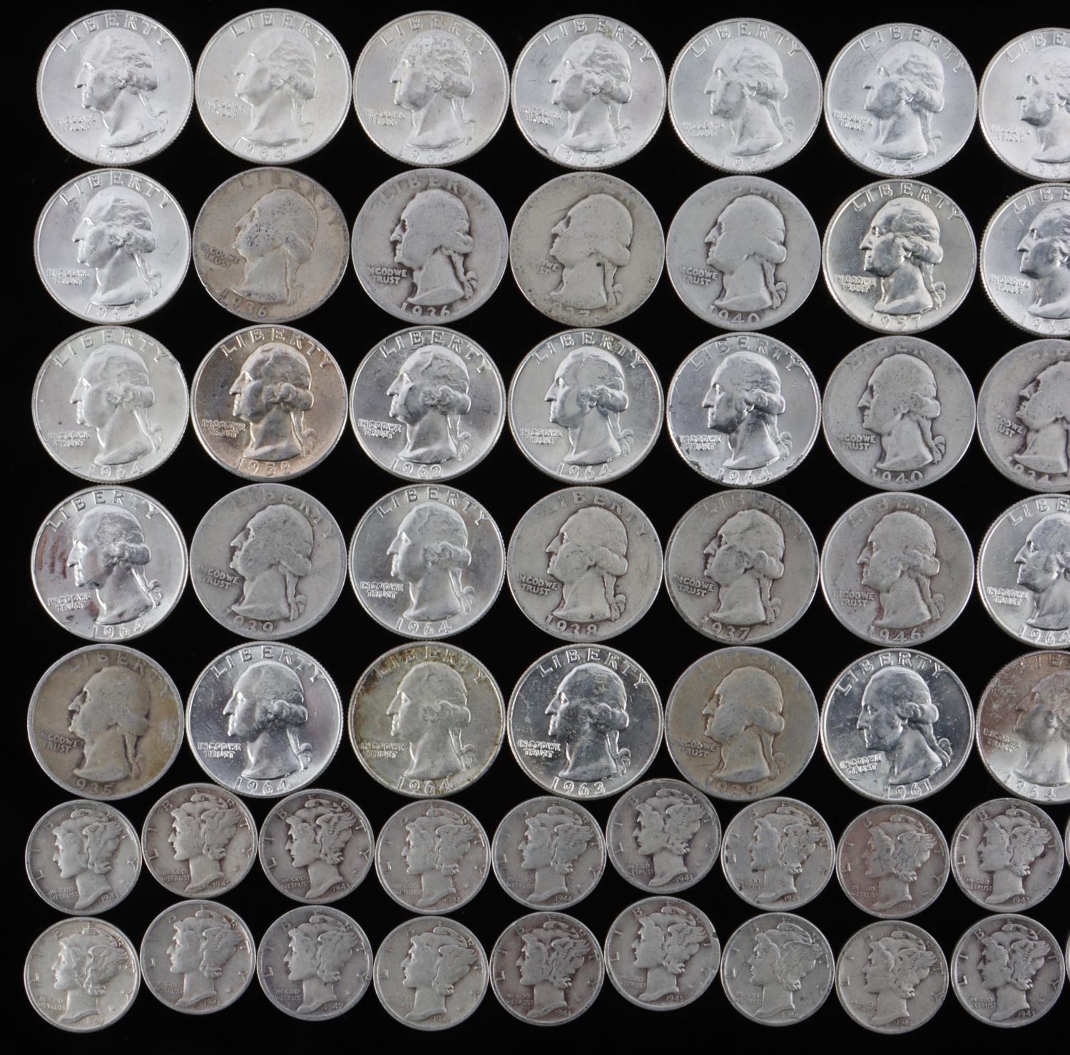 $15 FACE 90% SILVER COIN LOT MERCURY ROOSEVLT DIME