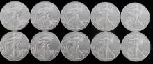 10 AMERICAN SILVER EAGLE 1 OZ SILVER DOLLAR COINS