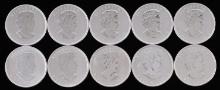 10 CANADA MAPLE LEAF 1 OZ SILVER COIN LOT