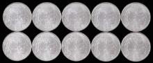 LOT OF 10 BUFFALO 1 OZ SILVER BULLION ROUNDS