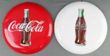 2 ENAMEL COCA COLA  12 INCH BUTTON SIGN LOT