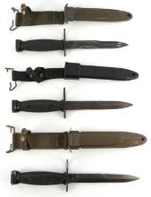 3 M7 BAYONET LOT IN M8 & M10 SCABBARDS