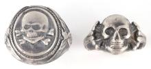 WWII GERMAN REICH WAFFEN SS TOTENKOPF SILVER RINGS