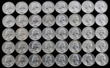 FORTY 90% SILVER COINS WASHINGTON QUARTERS BU