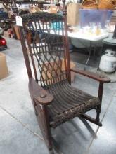 ANTIQUE BROWN WICKER ROCKER