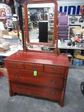 MID CENTURY CHERRY DRESSER W/ MIRROR