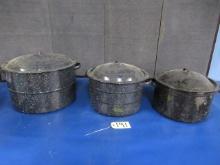 3 GRANITEWARE CANNERS