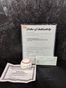 Rocky Colavito signed baseball & a signed check PSA/DNA