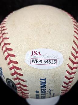 Michael Brantley signed game-used MLB baseball, JSA & MLB certs