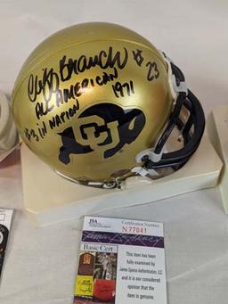 Billy Sims, Jan Stenerud & Cliff Branch signed mini-helmets, certed