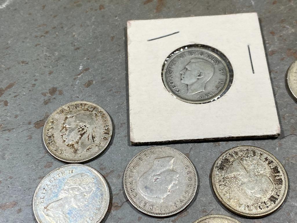 Silver Canadian Quarter Lot, 1942, 1943, 1951, 1952, 1961, 1962, 1966 and 1968