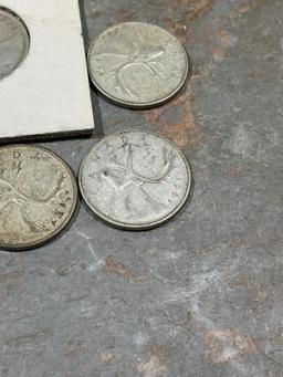 Silver Canadian Quarter Lot, 1942, 1943, 1951, 1952, 1961, 1962, 1966 and 1968