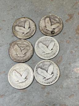 Collection Starter of Standing Liberty Quarters, 1925, 1926-S, 1927, 1928, 1928-S and 1929