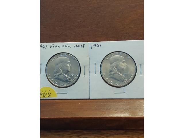 LOT OF 2-1961 FRANKLIN HALVES BU