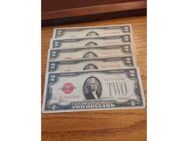 LOT OF 5 $2. RED SEAL NOTES