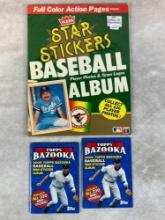 (3) Sticker Albums: 1984 Fleer Baseball (contains all player stickers), (2) 2005 Bazooka Empty Album