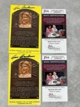 (2) Louis Boudreau Signed Hall of Fame Post Cards JSA