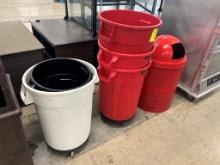 Group Of Assorted Trash Cans