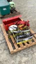 PALLET - ASSORTED TOOLS, HARNESSES, ELECTRIC CORDS