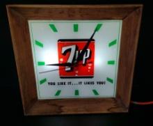 API 7Up Lighted Advertising Clock