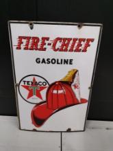 Four color single sided porcelain Texaco advertising sign.