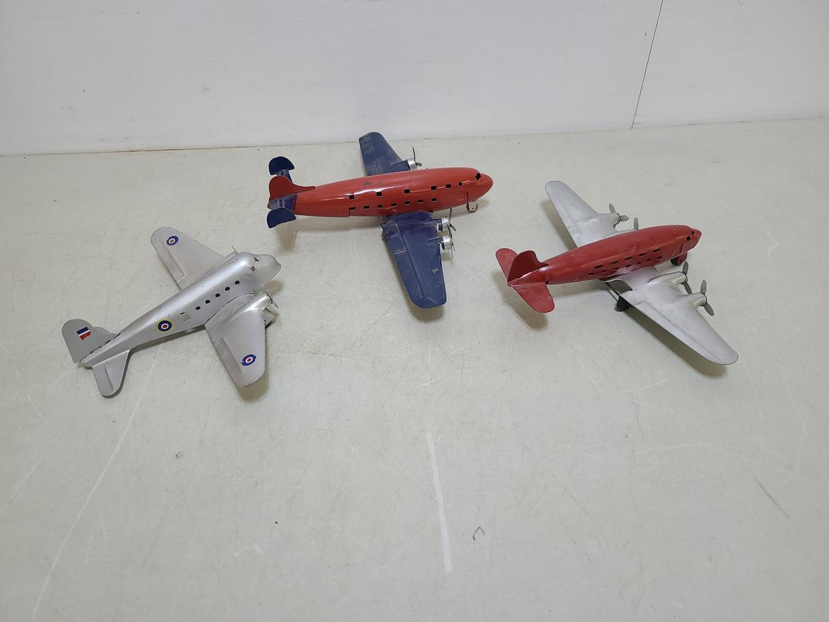 3 Tin Metal Toy Planes