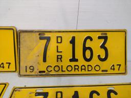 Six 1947 Colorado License Plates