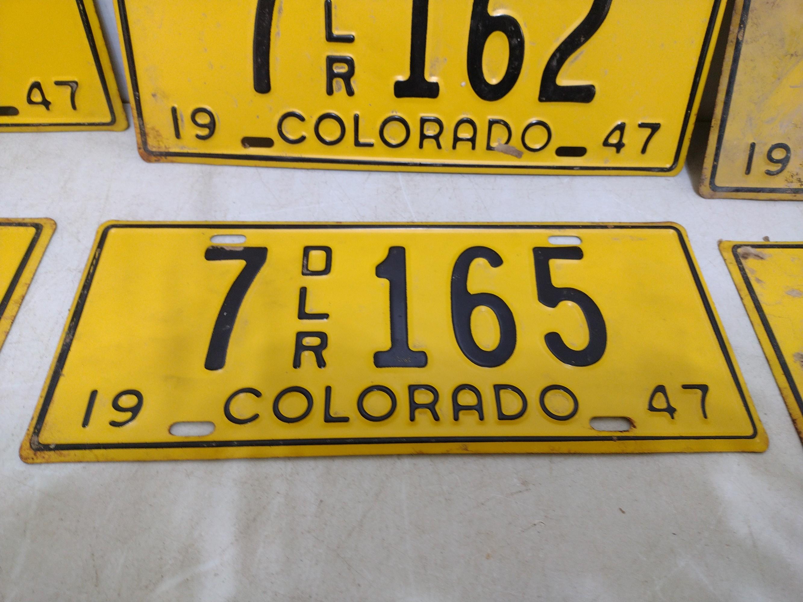 Six 1947 Colorado License Plates