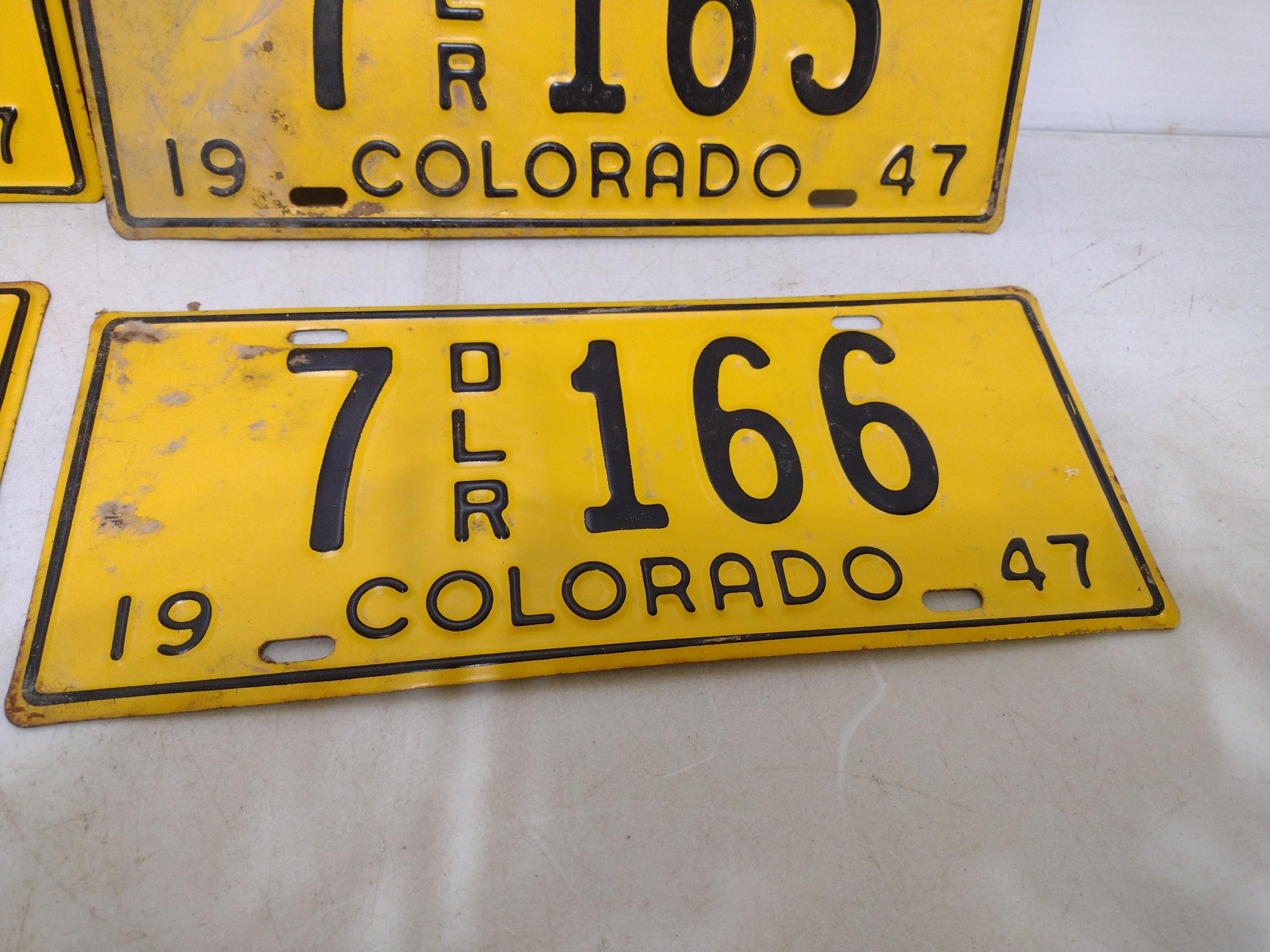 Six 1947 Colorado License Plates