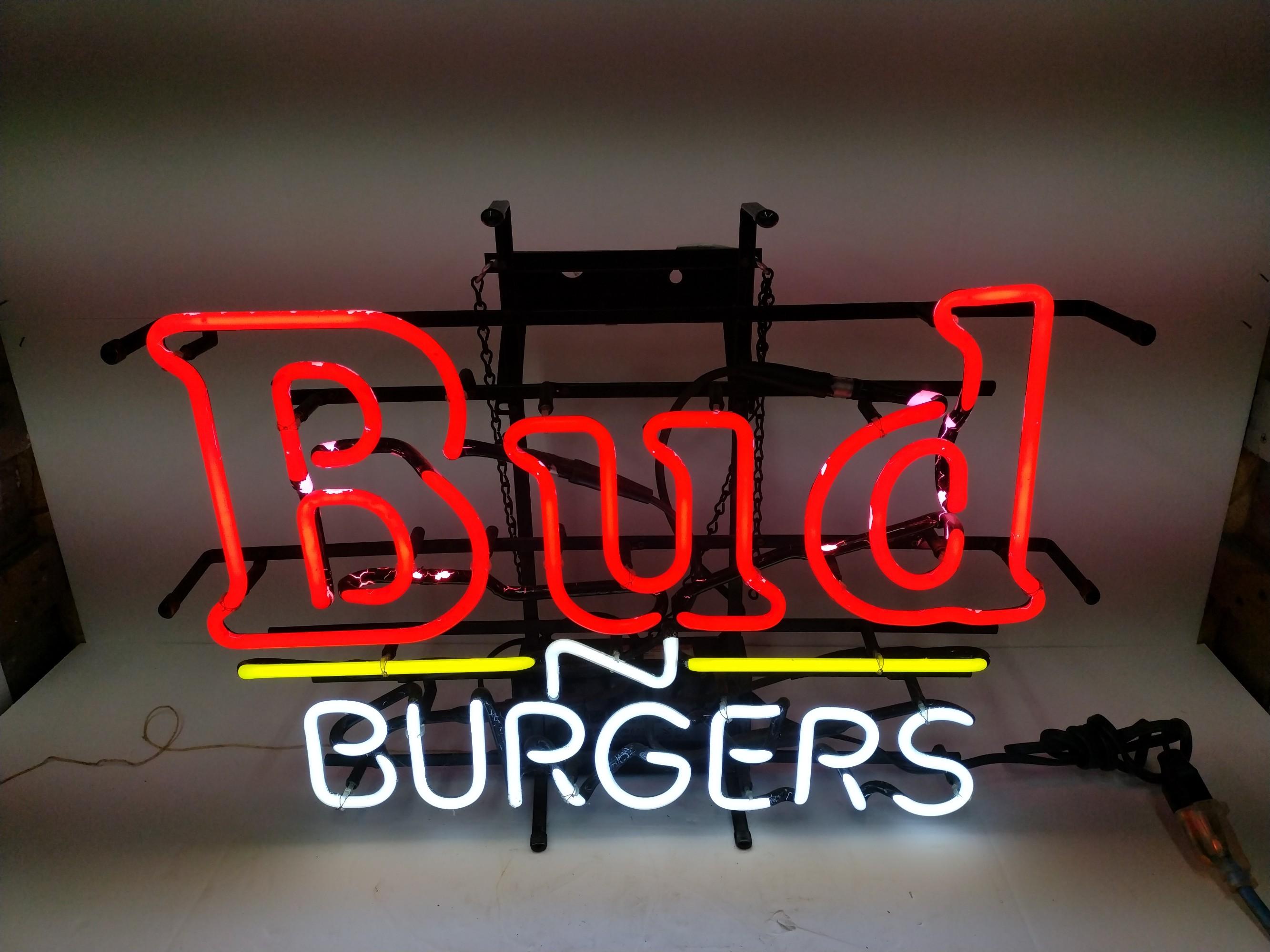 Bud and Burgers Neon Advertising Sign