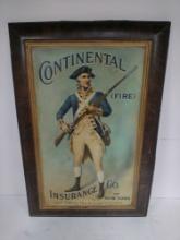 Vintage Tin Continental Insurance Company Advertising Sign