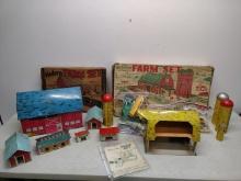 Vintage Toy Model Farm Sets With Original Boxes