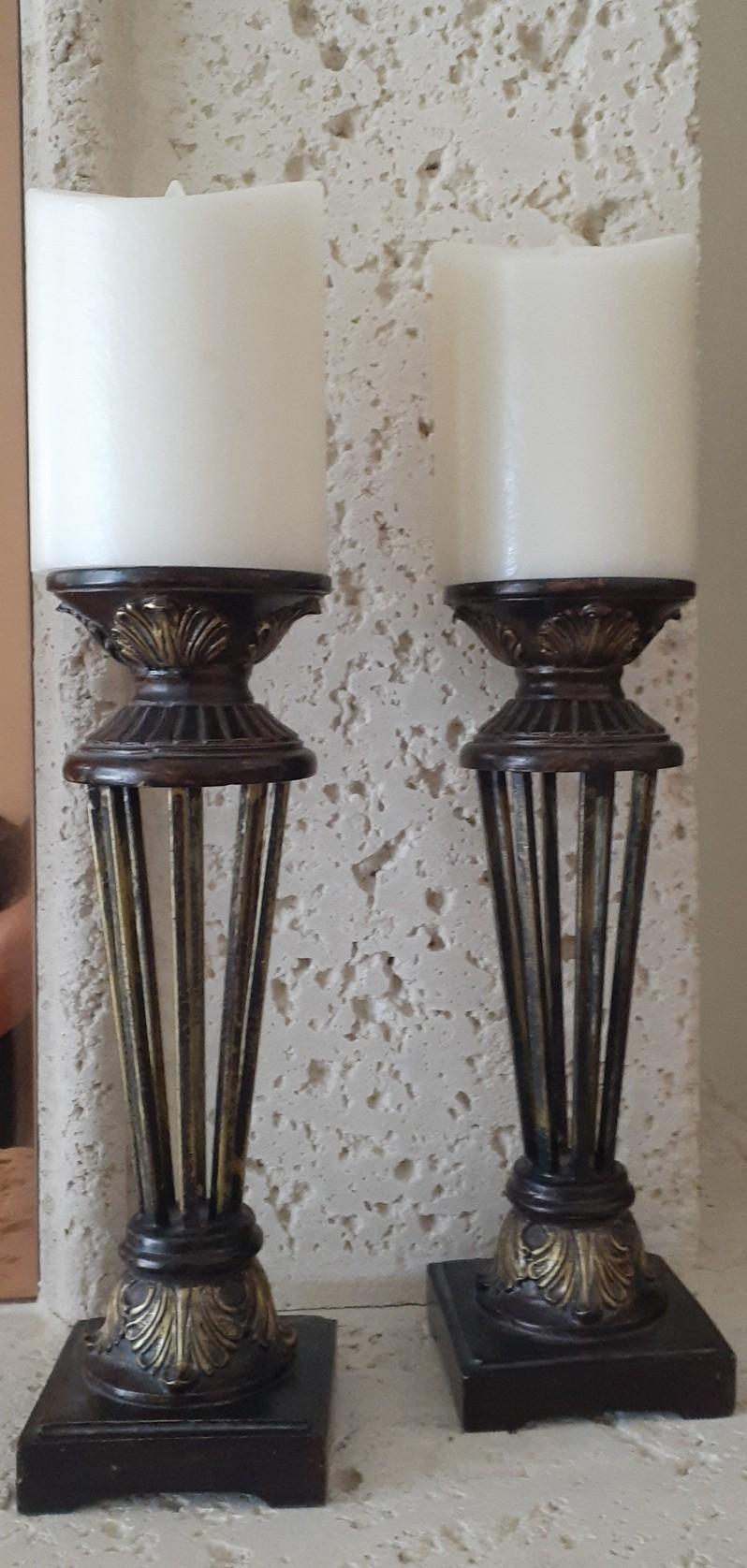 Matching Pair of Candlestick holders in Metal -