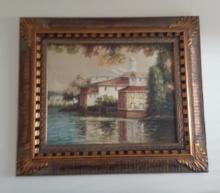 Oil Painting - Framed - Home on Canal - 36 x 40 in