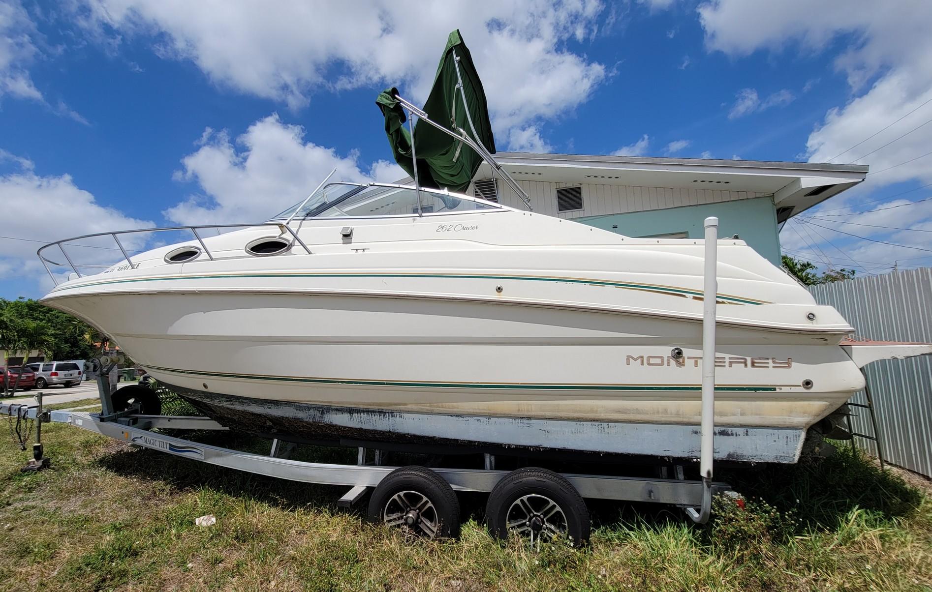 1997 26' Monterrey Cabin Cruiser Boat w/ Aluminum Tandem Trailer