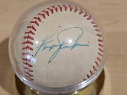 Ferguson Jenkins Signed Baseball in Display Case