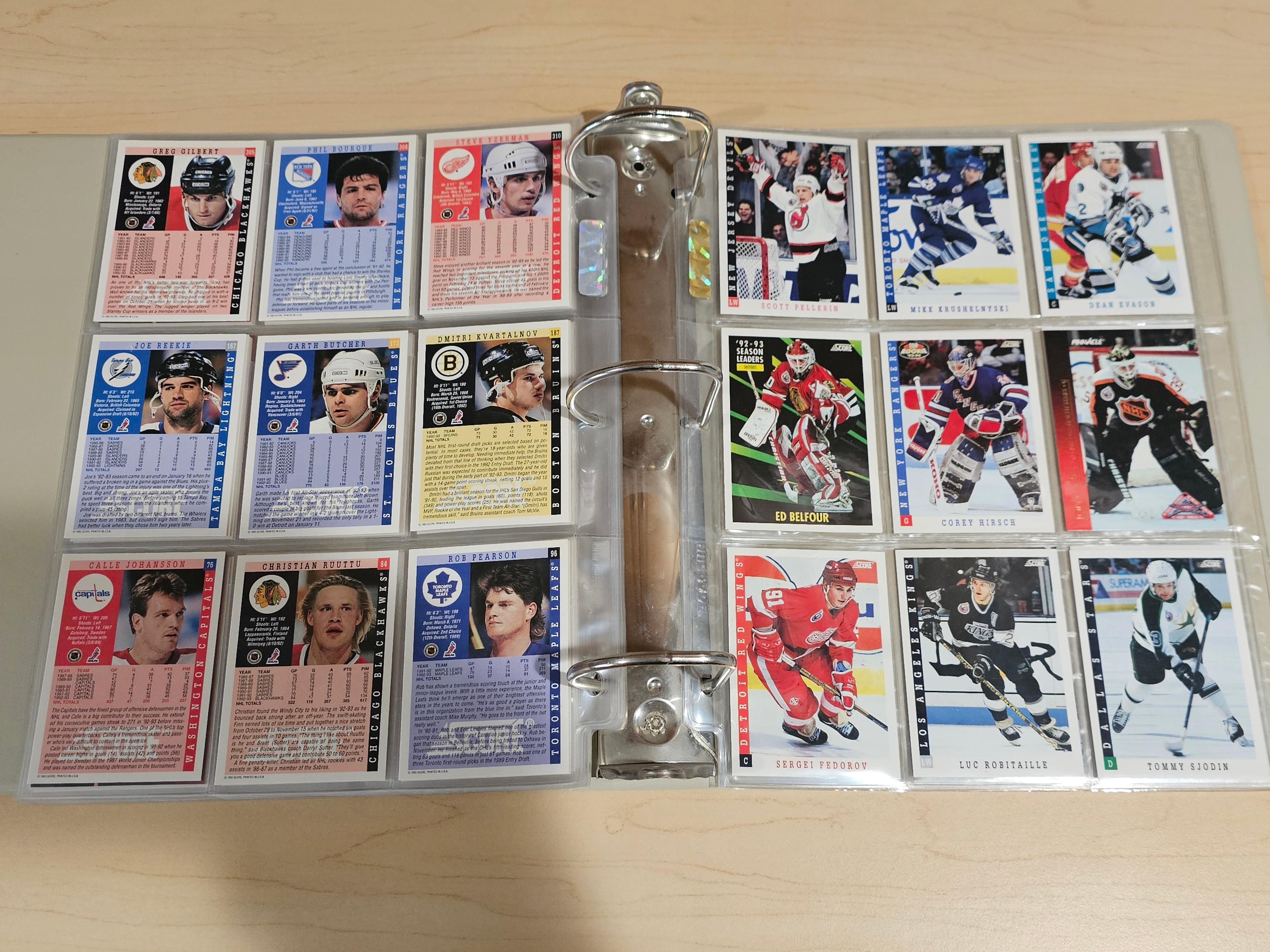 Assorted Hockey Trading Cards Collection in Binder