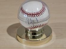 Ricky Henderson Signed Baseball in Display Case