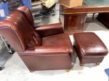 Tufted Italian Leather  Club Chair with Ottoman