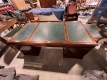 Mahogony Partner Desk with Green leather top