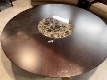 Round Coffee Table with Pull Out Trays and Marbe Center Piece, 72" Dia
