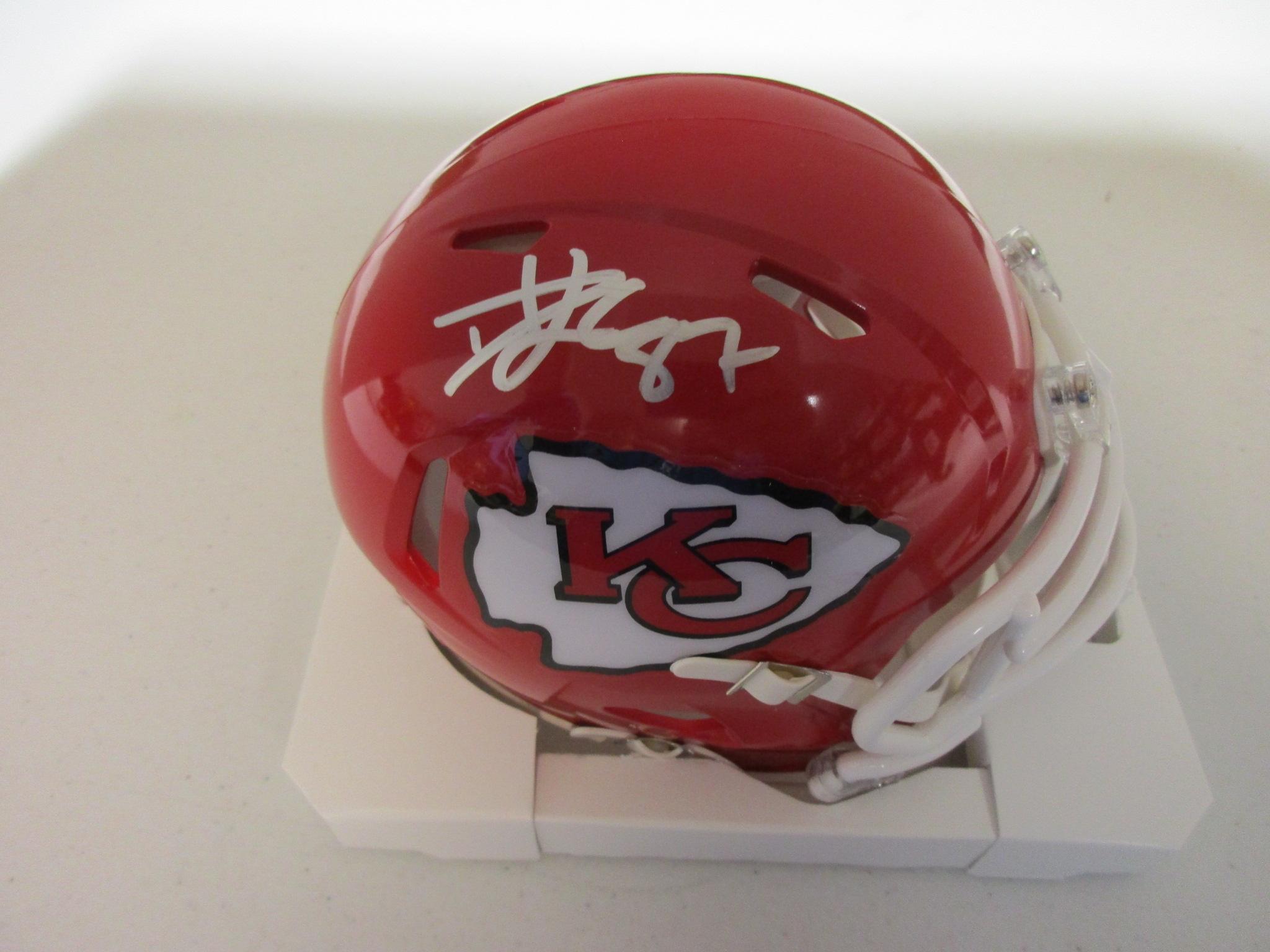 Travis Kelce of the KC Chiefs signed autographed mini football helmet PAAS COA 732