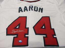 Hank Aaron of the Atlanta Braves signed autographed baseball jersey TAA COA 062