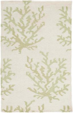 Surya Coastal Boardwalk Wool 2'6" x 8' Runner Rug With Light Green And Ivory